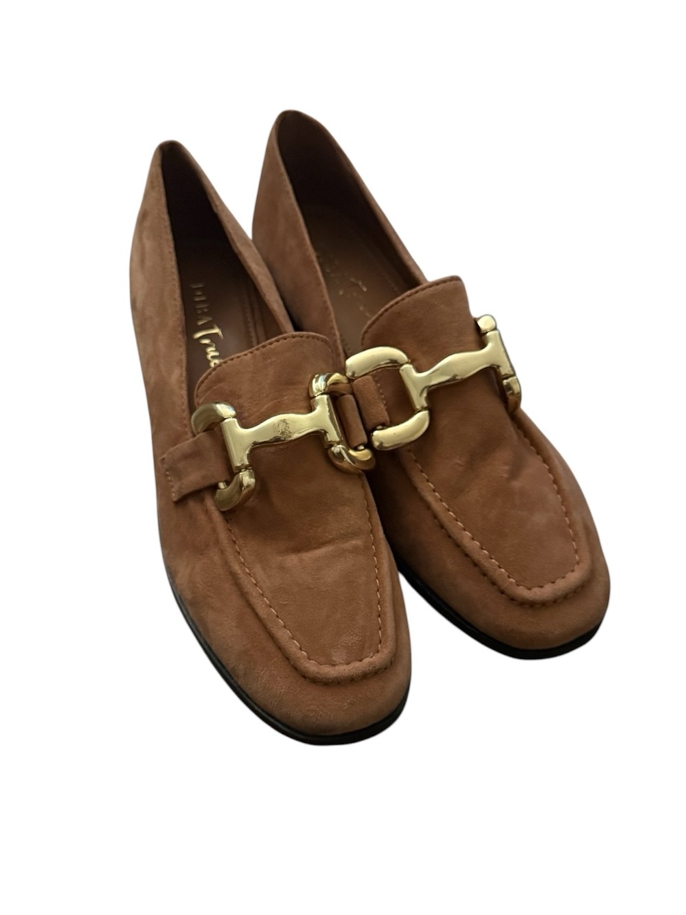 Diba True Women's Brown Suede Loafers with Gold Horsebit Accent